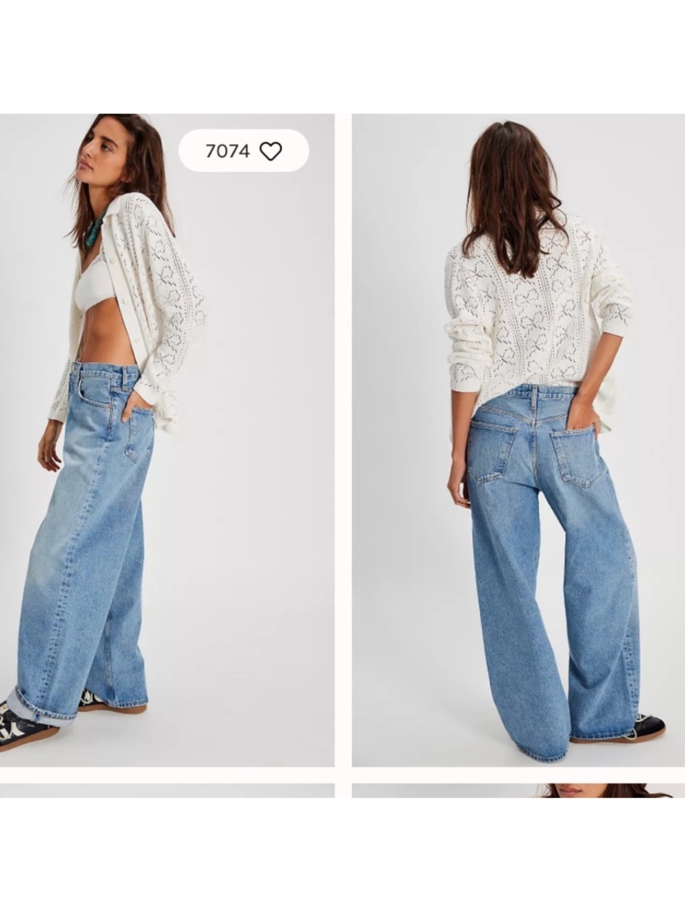Agolde Light Wash Wide Leg Jeans - Picture 3 of 11
